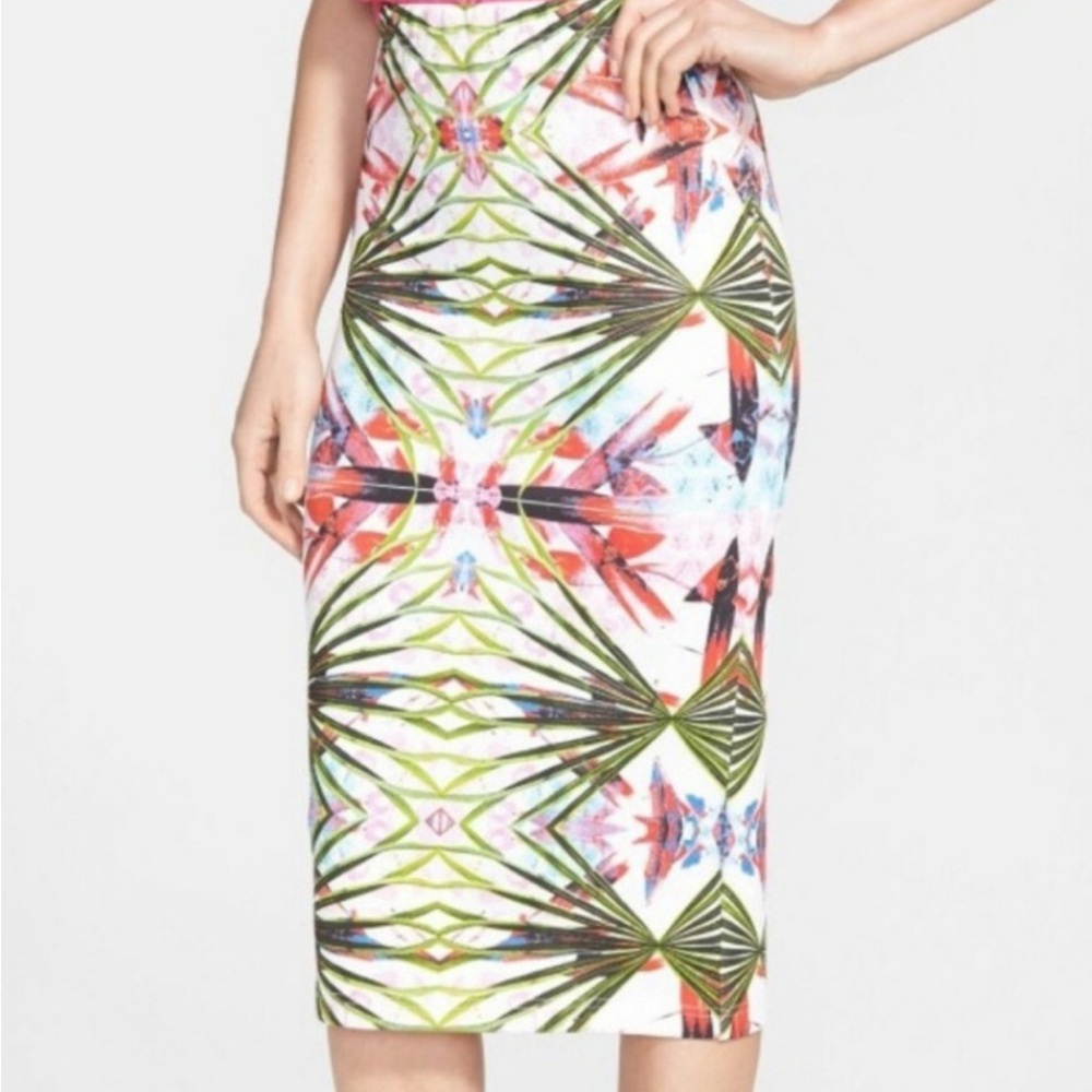 Glamorous Bright Tropical Multi-Color Fitted Skirt